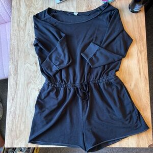 Aerie Slouch Neck Black Romper